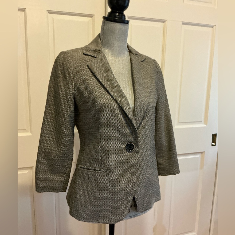 CAbi Heathered Gray Single-Button Blazer and Trouser